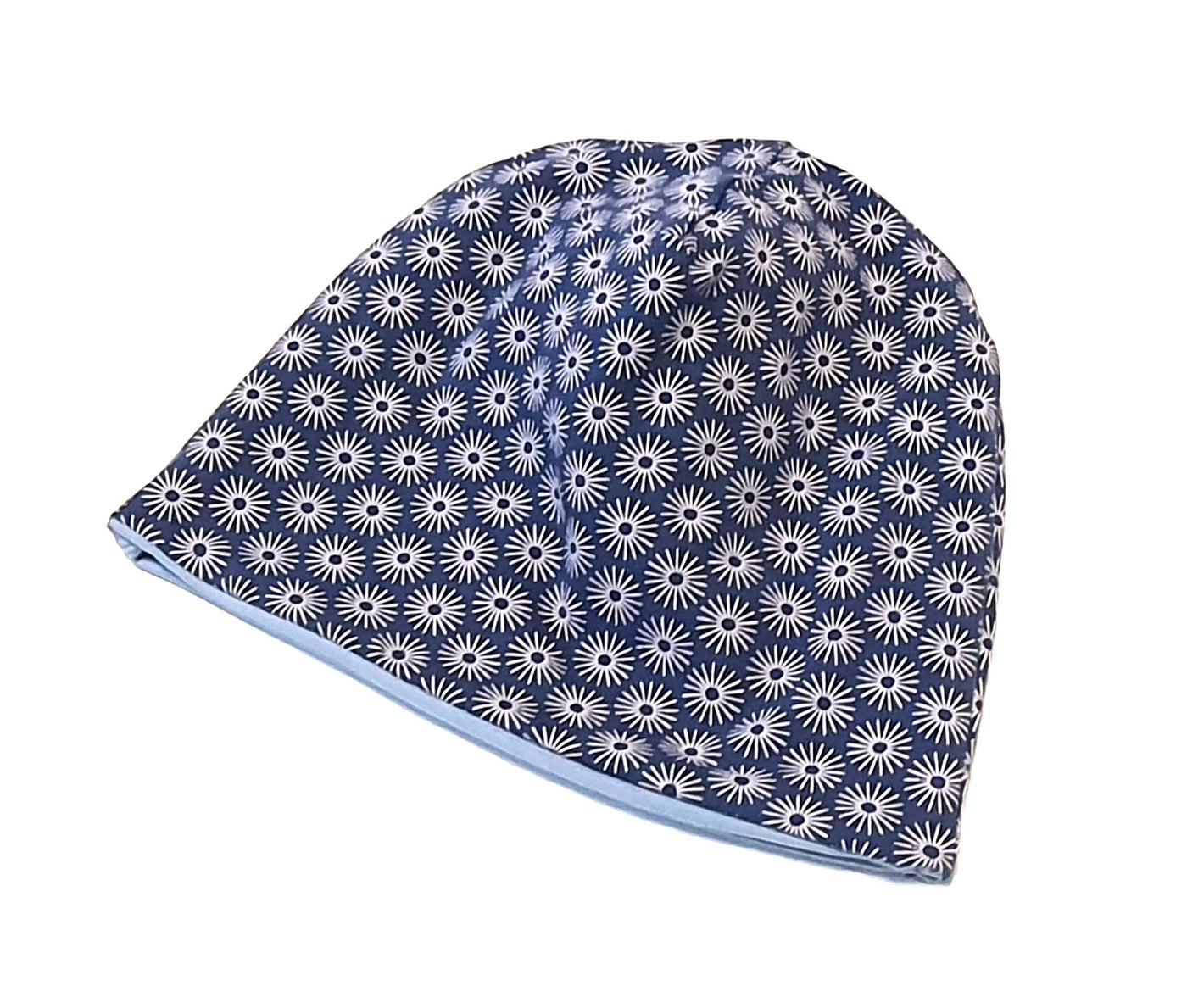 Mütze mit blauem Blumenmuster