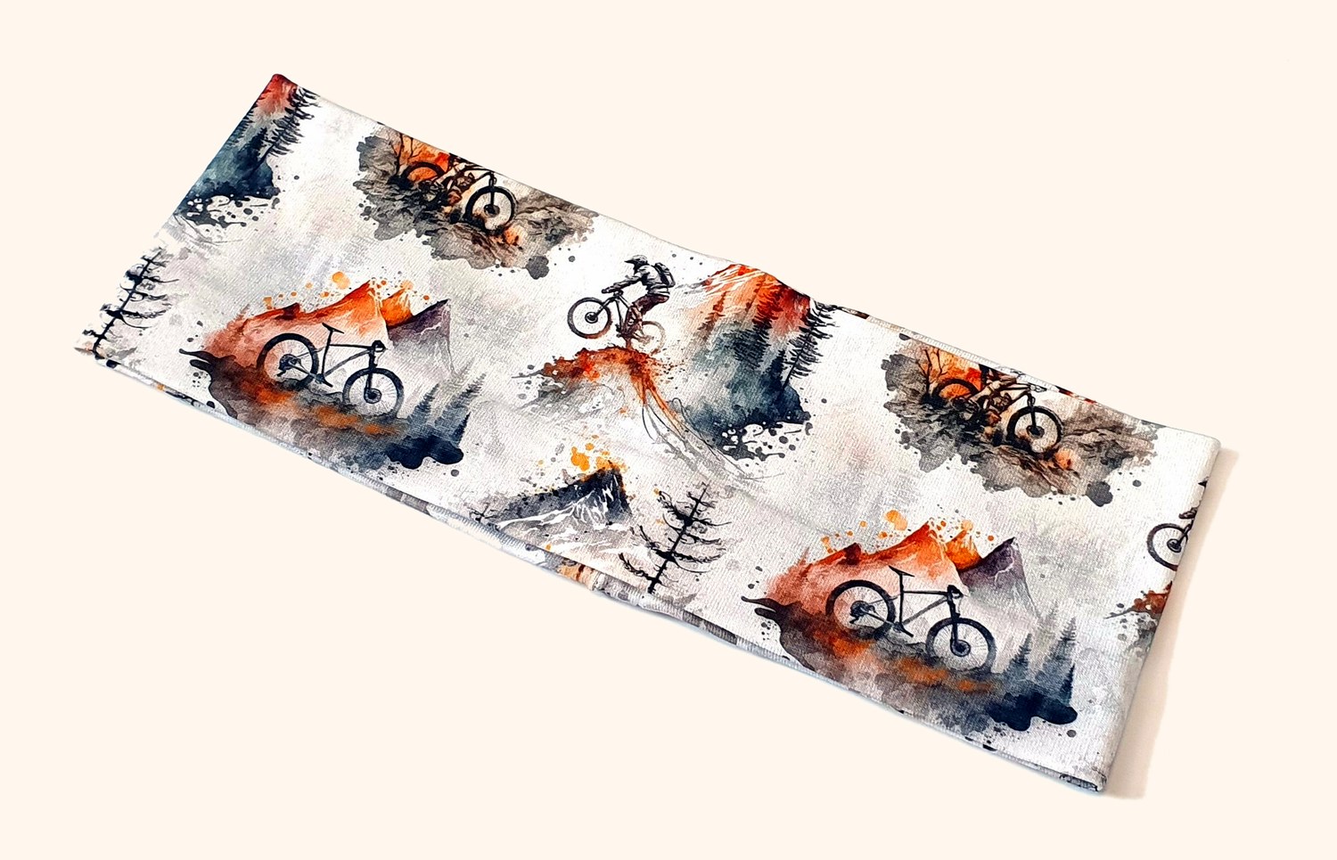 Helles Stirnband mit Mountainbikemotiv