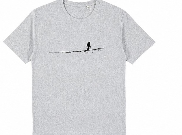 Graues Bio-Baumwoll-T-Shirt mit Wanderermotiv